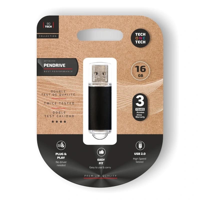 Pendrive TECH ONE TECH Basic USB 2.0 16 GB Negre