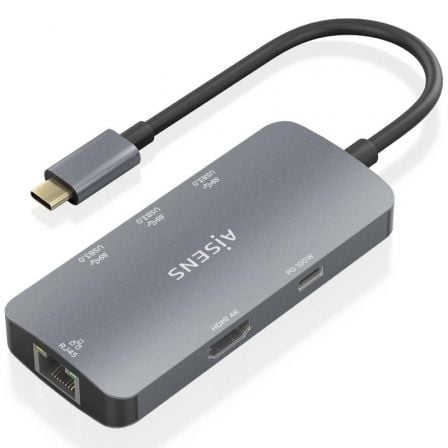 Estació d'acoblament USB-C Aisens 6 en 1 amb HDMI 4K i xarxa